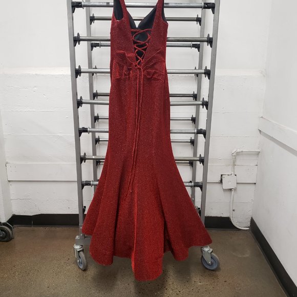 Ellie Wilde Sparkly Red Prom Dress - Picture 4 of 12